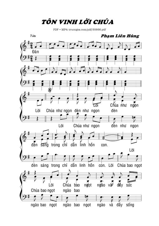 Sheet PDF of Tôn Vinh Lời Chúa