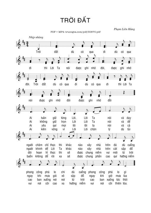 Sheet PDF of Trời Đất - Phạm Liên Hùng