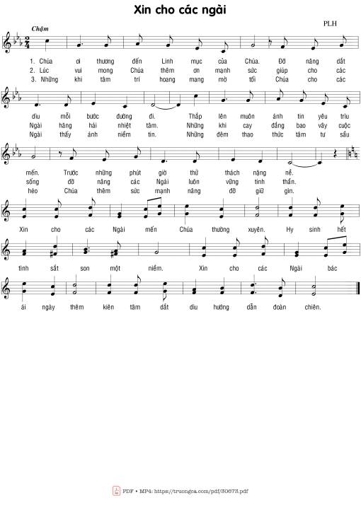 Sheet PDF of Xin cho các Ngài