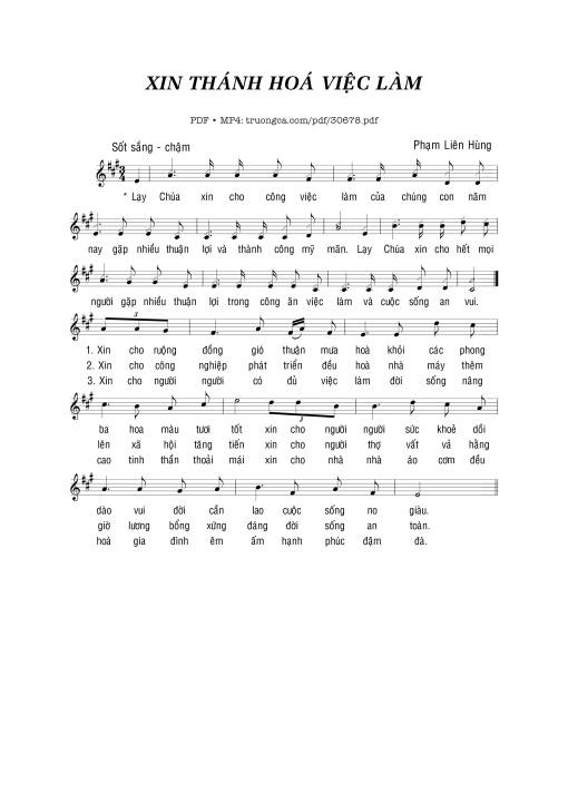 Sheet PDF of Xin Thánh Hóa Việc Làm