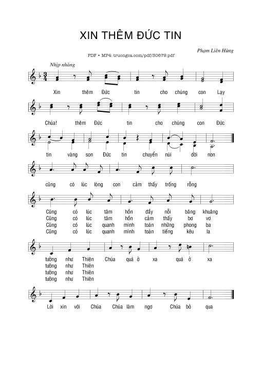 Sheet PDF of Xin Thêm Đức Tin