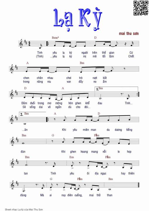 Sheet PDF of Lạ kỳ - Mai Thu Sơn