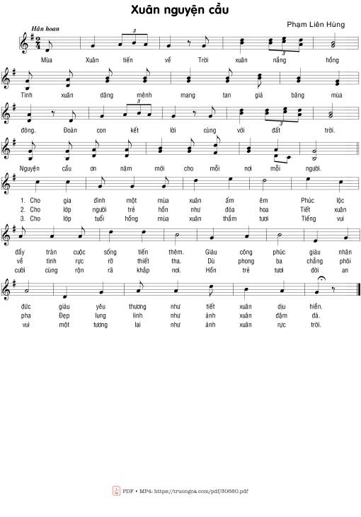 Sheet PDF of Xuân Nguyện Cầu