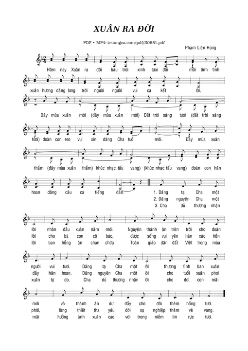 Sheet PDF of Xuân Ra Đời