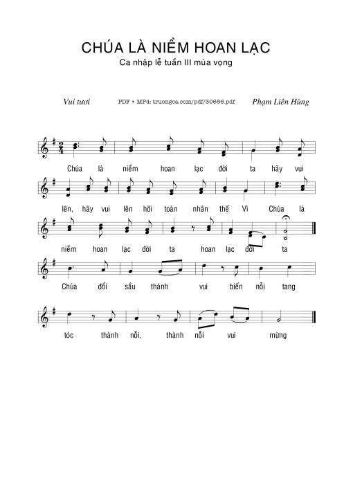 Sheet PDF of Chúa là niềm hoan lạc