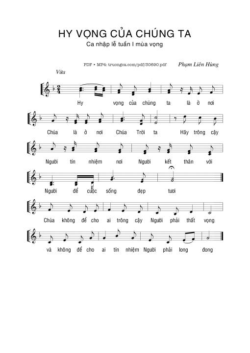 Sheet PDF of Hy vọng của chúng ta