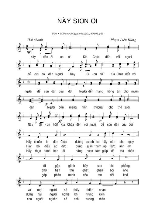 Sheet PDF of Này Sion ơi - Phạm Liên Hùng