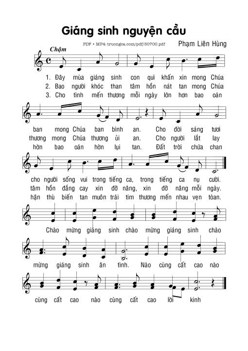 Sheet PDF of Giáng Sinh nguyện cầu
