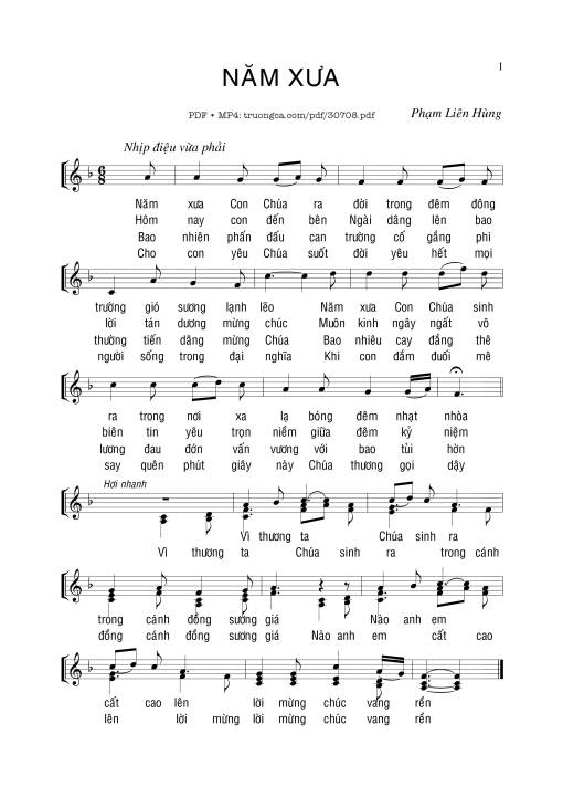 Sheet PDF of Năm xưa - Phạm Liên Hùng