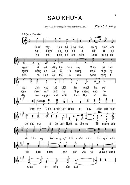 Sheet PDF of Sao khuya - Phạm Liên Hùng