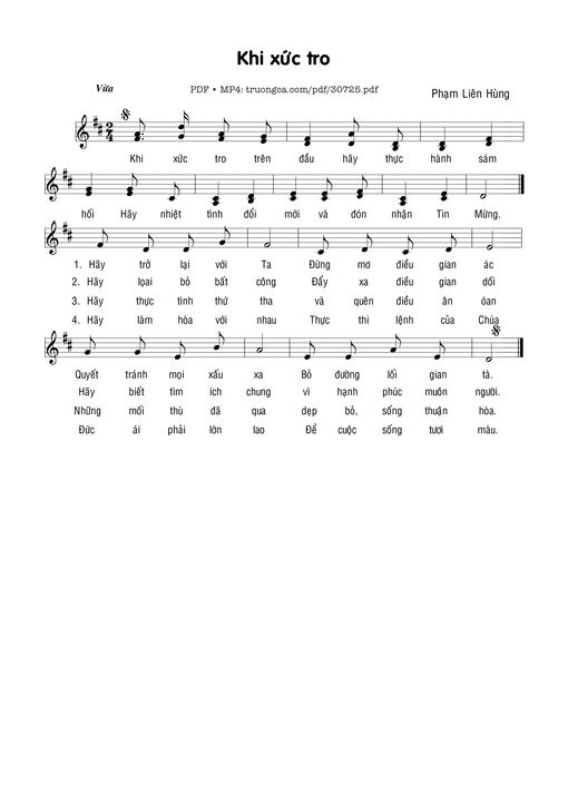 Sheet PDF of Khi xức tro - Phạm Liên Hùng