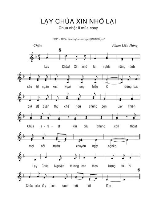 Sheet PDF of Lạy Chúa xin nhớ lại