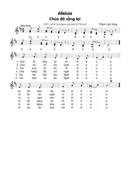 Sheet PDF of Alleluia Chúa đã sống lại