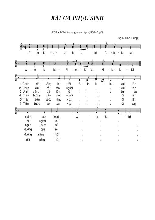 Sheet PDF of Bài ca Phục Sinh