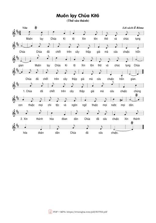 Sheet PDF of Muôn Lạy Chúa Kitô