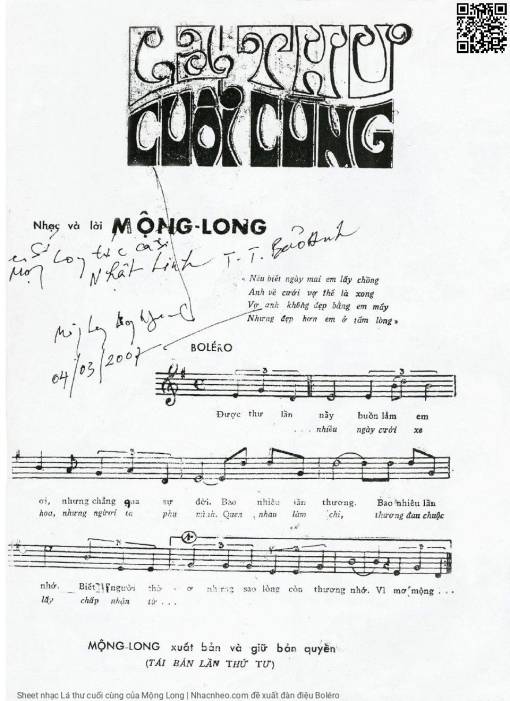 Sheet PDF of Lá thư cuối cùng