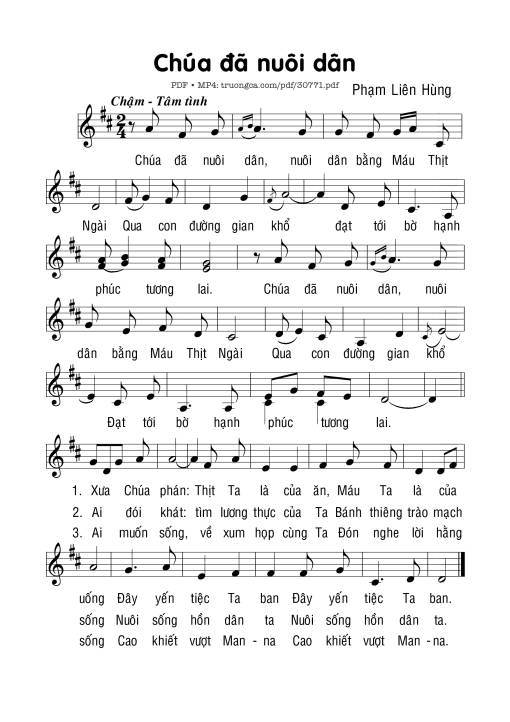Sheet PDF of Chúa đã nuôi dân