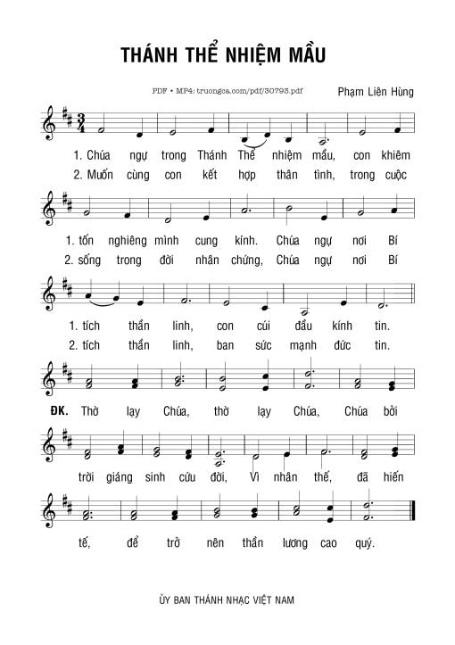Sheet PDF of Thánh Thể nhiệm mầu