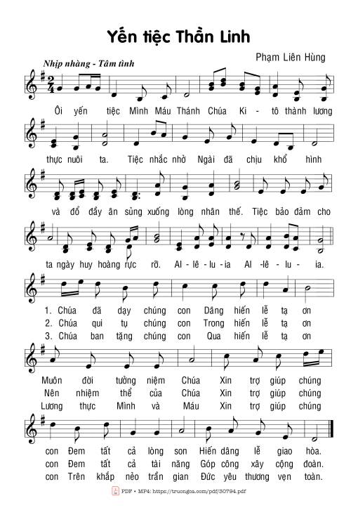 Sheet PDF of Yến tiệc Thần Linh