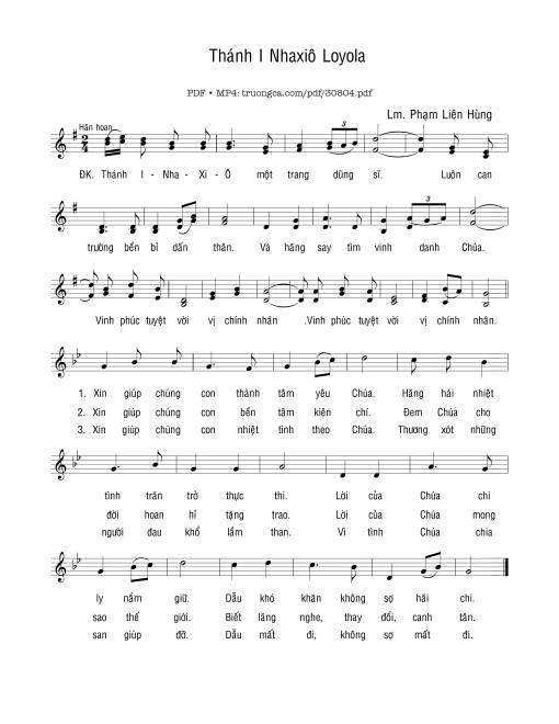 Sheet PDF of Thánh Inhaxiô Loyola