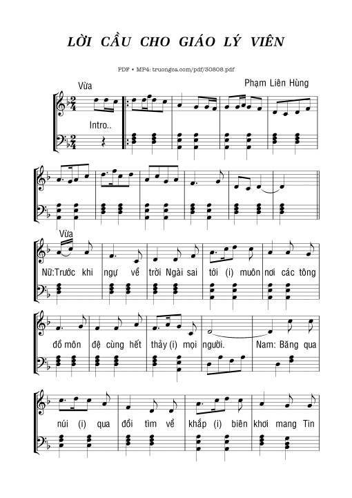 Sheet PDF of Lời cầu cho Giáo lý viên