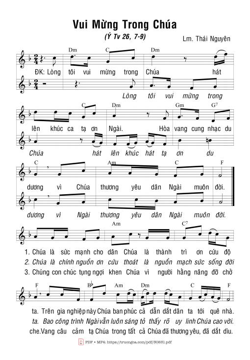 Sheet PDF of Vui mừng trong Chúa