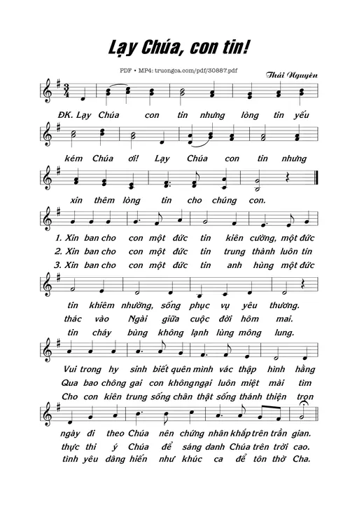 Sheet PDF of Lạy Chúa, Con Tin!
