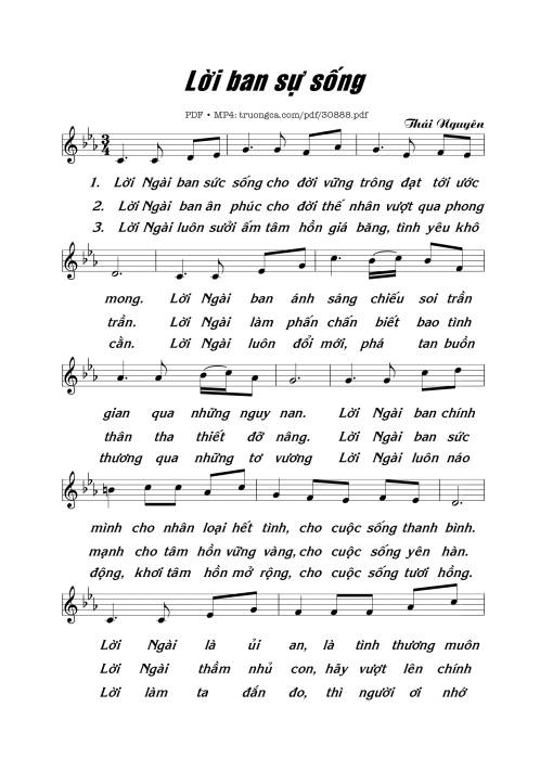 Sheet PDF of Lời Ban Sự Sống