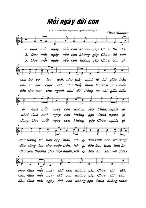 Sheet PDF of Mỗi Ngày Đời Con
