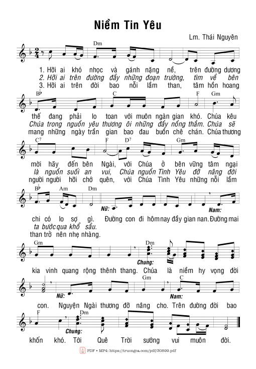 Sheet PDF of Niềm tin yêu