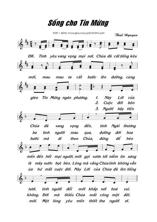 Sheet PDF of Sống Cho Tình Yêu