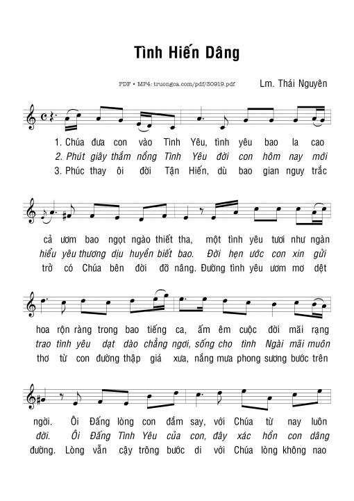 Sheet PDF of Tình hiến dâng