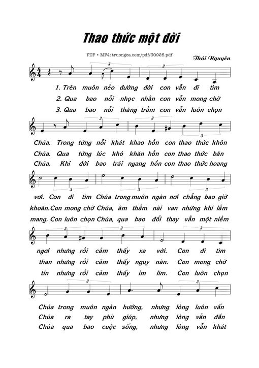 Sheet PDF of Thao thức một đời