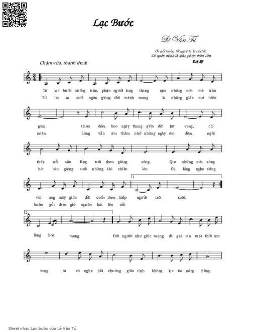 Sheet PDF of Lạc bước - Lê Vân Tú