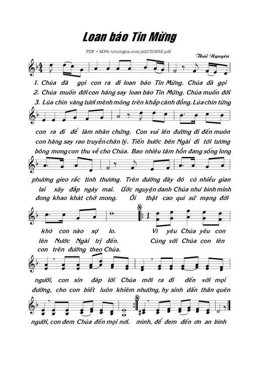 Sheet PDF of Loan báo Tin Mừng