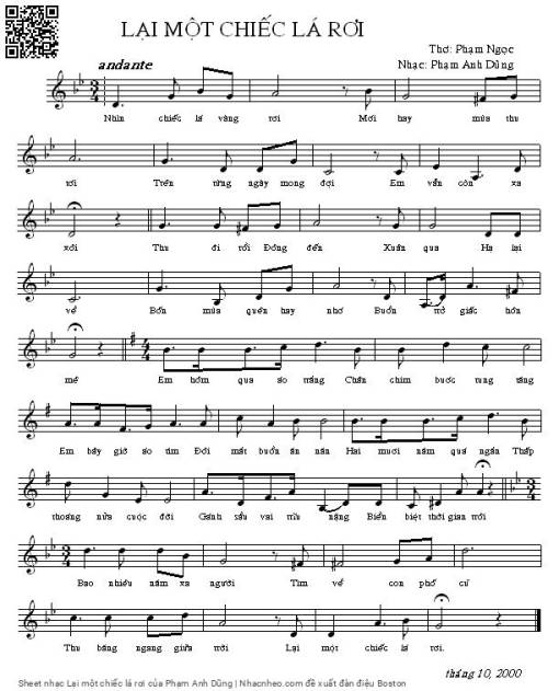 Sheet PDF of Lại một chiếc lá rơi