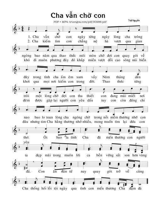 Sheet PDF of Cha Vẫn Chờ Con