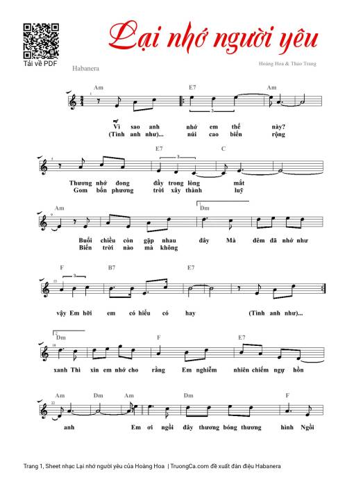 Sheet PDF of Lại nhớ người yêu