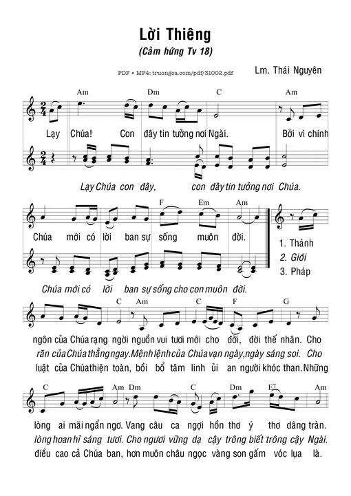 Sheet PDF of Lời thiêng - Thái Nguyên