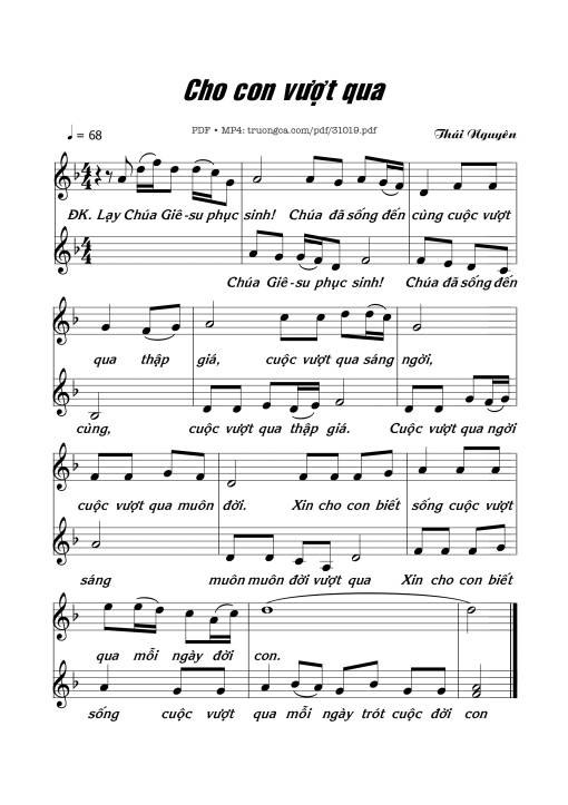 Sheet PDF of Cho Con Vượt Qua