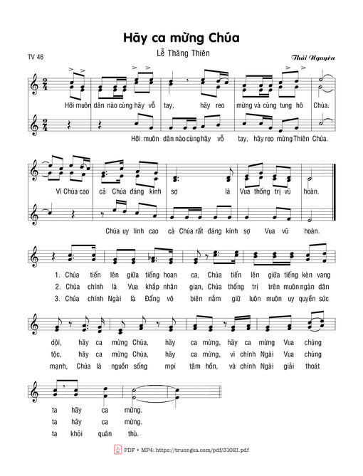 Sheet PDF of Hãy ca mừng Chúa