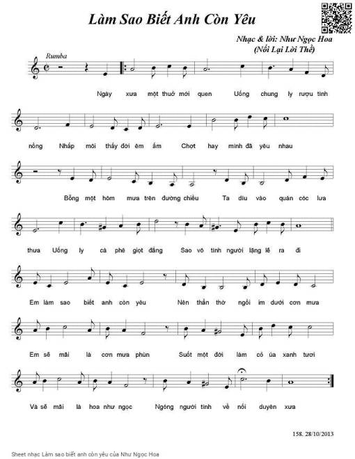 Sheet PDF of Làm sao biết anh còn yêu