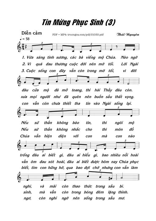 Sheet PDF of Tin Mừng Phục Sinh 3