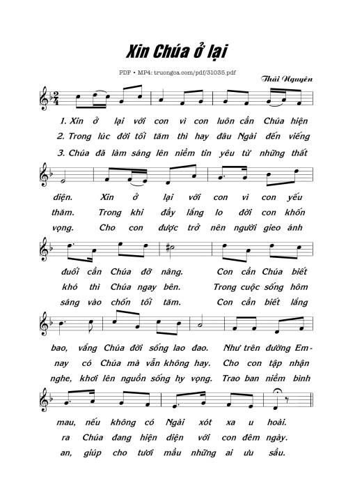 Sheet PDF of Xin Chúa ở lại