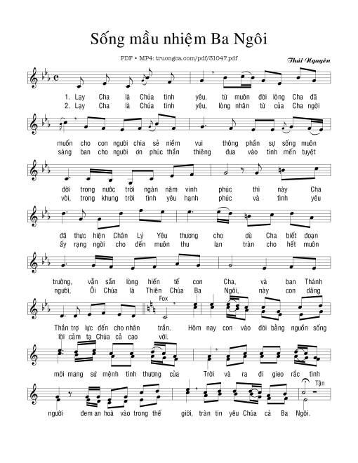 Sheet PDF of Sống mầu nhiệm Ba Ngôi