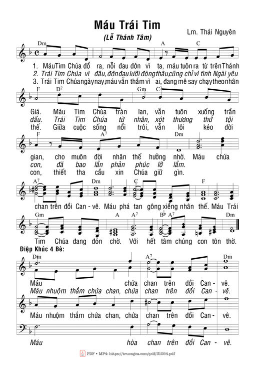 Sheet PDF of Máu Trái Tim - Thái Nguyên