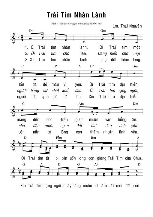 Sheet PDF of Trái Tim Nhân Lành
