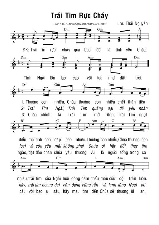 Sheet PDF of Trái Tim Rực Cháy