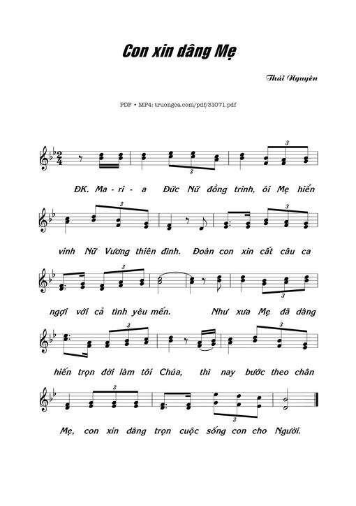 Sheet PDF of Con xin dâng Mẹ