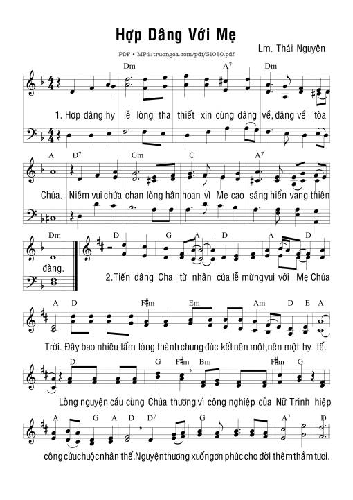 Sheet PDF of Hợp Dâng Với Mẹ